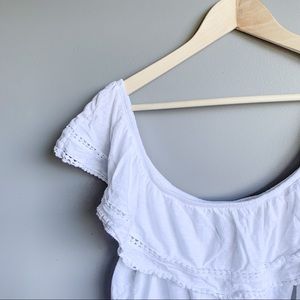 Off the should ruffle top